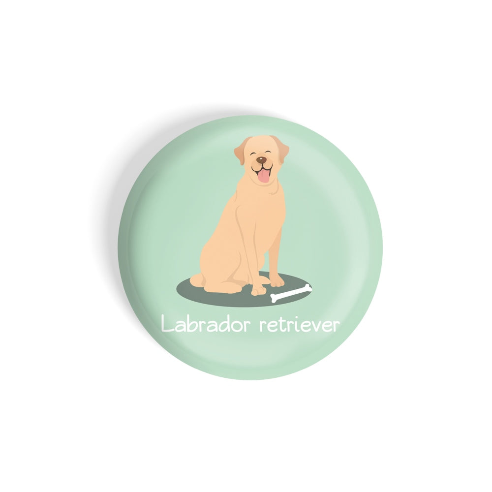 dhcrafts Round Fridge Magnet Green Color Labrador Retriever Pet Dog Glossy Finish Design Pack of 1 (58 mm)